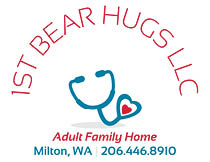 A logo for a company called First Bear Hugs LLC. Description generated by AI