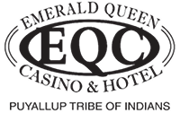 A logo for the Emerald Queen Casino & Hotel. Description generated by AI