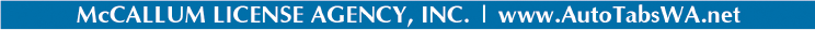 A blue and white logo for McCallum License Agency Inc. Description generated by AI