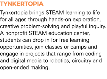 TYNKERTOPIA Tynkertopia brings STEAM learning to life for all ages through hands on exploration, creative problem sol...