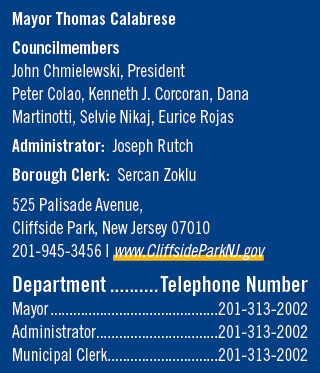 Mayor Thomas Calabrese Councilmembers John Chmielewski, President Peter Colao, Kenneth J. Corcoran, Dana Martinotti, ...