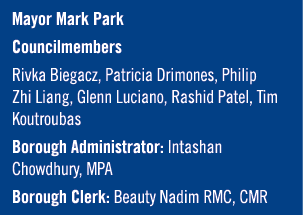Mayor Mark Park Councilmembers Rivka Biegacz, Patricia Drimones, Philip Zhi Liang, Glenn Luciano, Rashid Patel, Tim K...