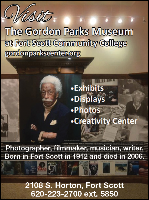 A poster advertising the Gordon Parks Museum at Fort Scott Community College. AI generated content