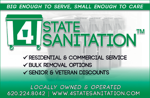 A green and white advertisement for 4 State Sanitation. AI generated content