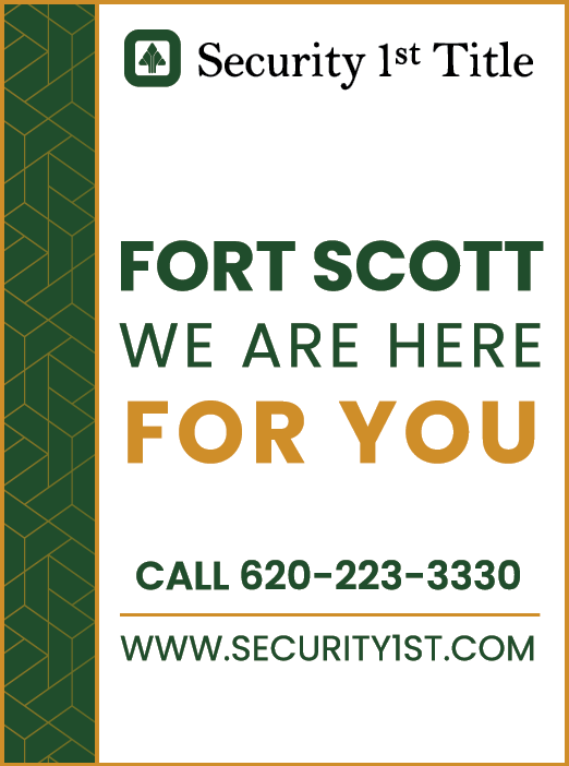 A green and gold advertisement for Security 1 Title. AI generated content