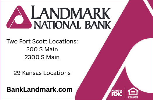A pink and white advertisement for Landmark National Bank. AI generated content