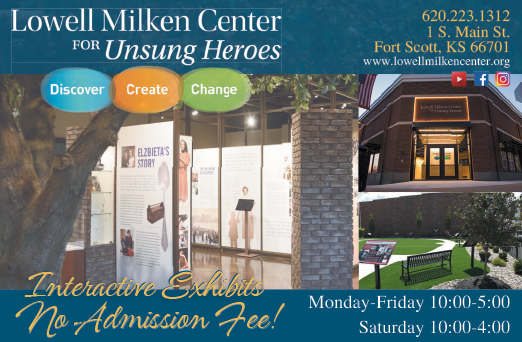 A flyer advertises an interactive exhibit at the Lowell Milken Center for Unsung Heroes. AI generated content