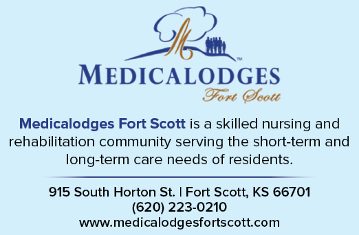 A blue sign advertising Medicadeodges Fort Scott. AI generated content