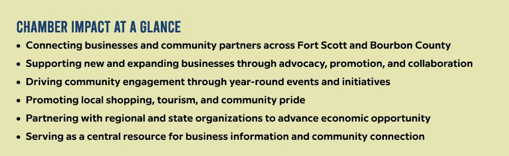 Chamber Impact at a Glance • Connecting businesses and community partners across Fort Scott and Bourbon County • Supp...