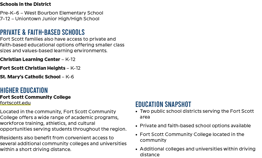 Schools in the District Pre K–6 – West Bourbon Elementary School 7–12 – Uniontown Junior High/High School Private & F...