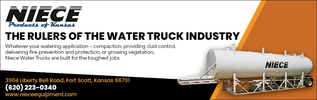 A white and orange advertisement for NICE, the builders of the water truck industry. AI generated content