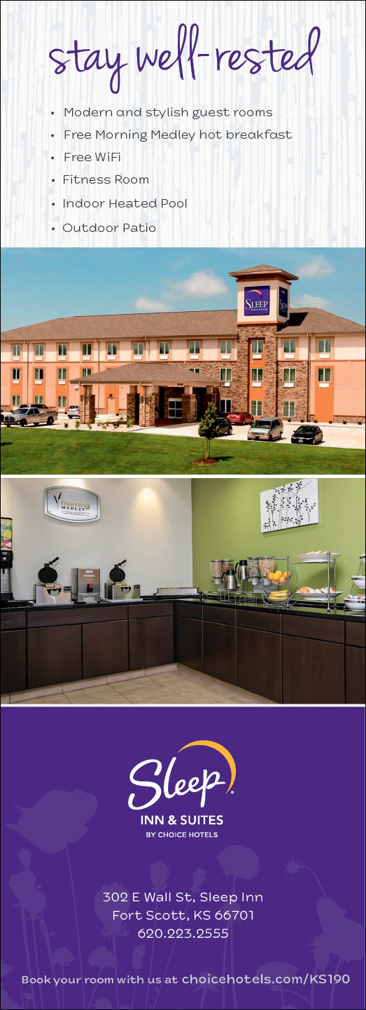 A hotel advertisement for the Inn at St. Mary's features a purple and yellow logo and a photo of the hotel's exterior. The advertisement also includes a photo of the hotel's interior, showcasing the lobby and a dining area. The advertisement highlights the hotel's amenities, including a fitness center, outdoor pool, and free Wi-Fi. The advertisement also mentions the hotel's restaurant, which serves breakfast, lunch, and dinner. AI generated content