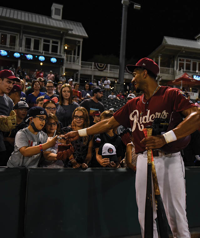 Frisco RoughRiders center fielder Bubba Thompson (8) at Riders Field in Frisco, Texas Saturday, September 11, 2021. (Photo by Zach Del Bello/ Frisco RoughRiders)