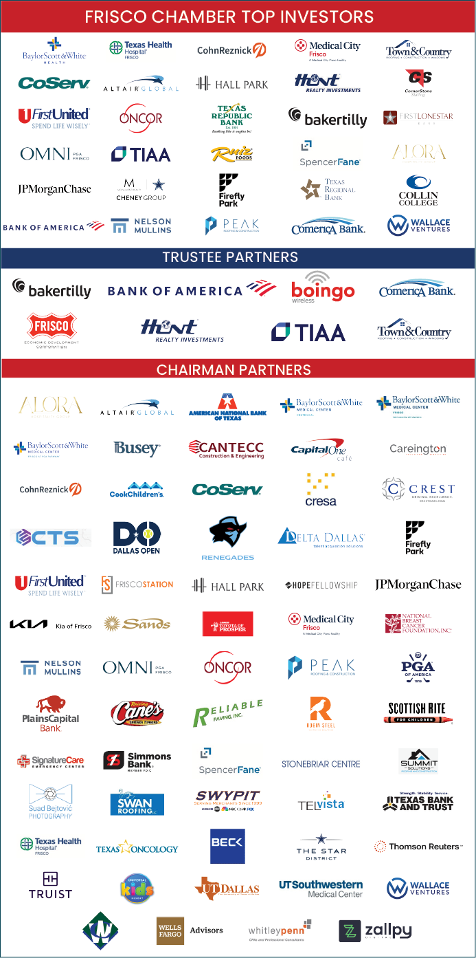 A list of companies and organizations are displayed in a red and white color scheme. AI generated content