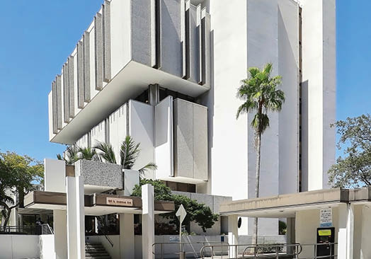 Fort Lauderdale, Florida, USA - October 6, 2021:  Fort Lauderdale City Hall Building located downtown on Andrews Avenue.