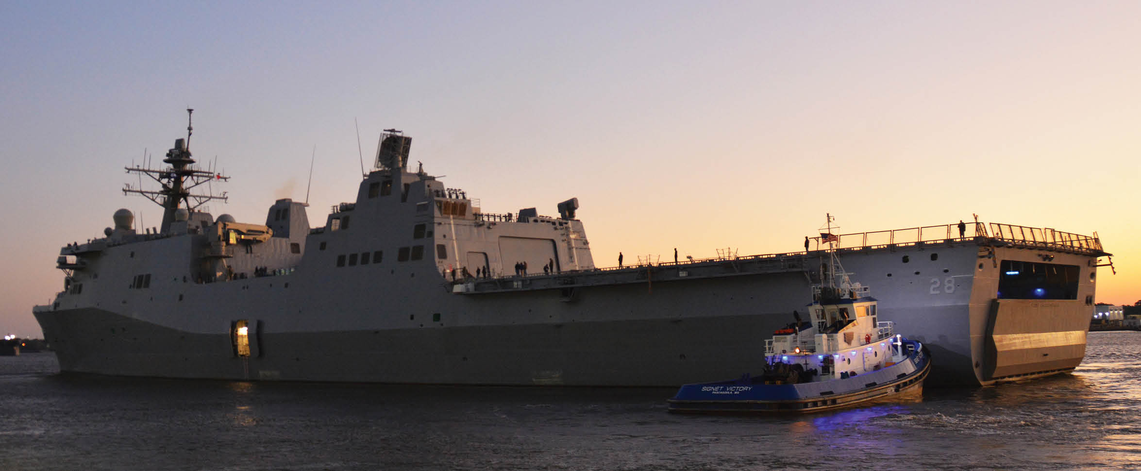 PASCAGOULA, Miss. - The future USS Fort Lauderdale (LPD 28) departed Huntington Ingalls Shipyard to conduct Acceptance Trials in the Gulf of Mexico. Acceptance Trials are the last significant milestone before delivery of the ship to the Navy later this year. (U.S. Navy photo by Mass Communication Specialist 2nd Class Dustin Knight/Released)