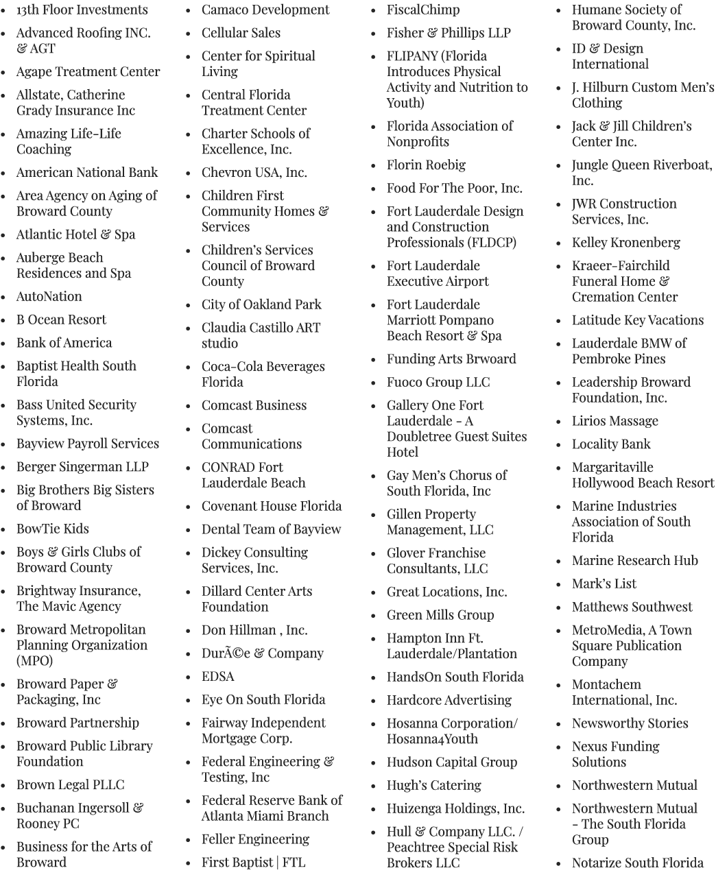 • 13th Floor Investments • Advanced Roofing INC. & AGT • Agape Treatment Center • Allstate, Catherine Grady Insurance...