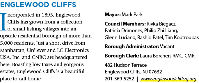 Englewood Cliffs Incorporated in 1895, Englewood Cliffs has grown from a collection of small fishing villages into an...