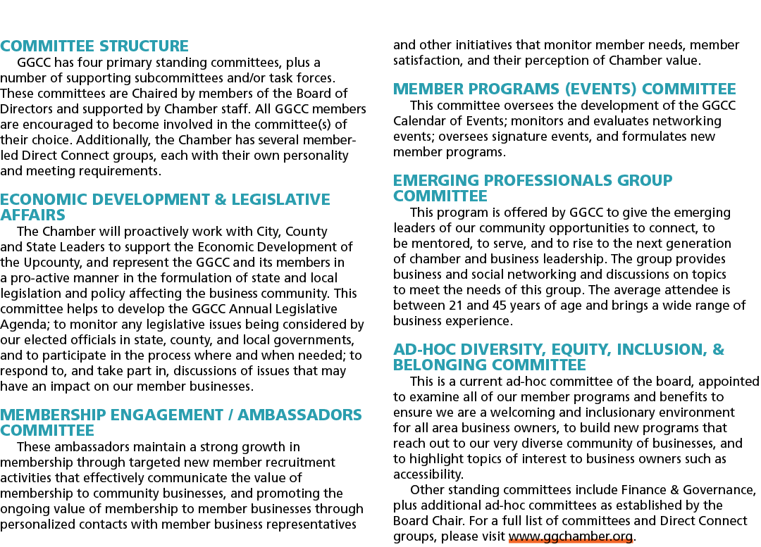COMMITTEE STRUCTURE GGCC has four primary standing committees, plus a number of supporting subcommittees and/or task ...