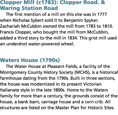 Clopper Mill (c1783): Clopper Road. & Waring Station Road The first mention of a mill on this site was in 1777 when N...