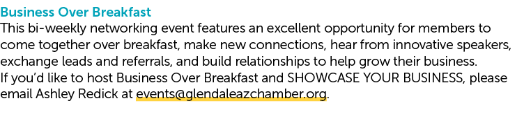 Business Over Breakfast This bi weekly networking event features an excellent opportunity for members to come togethe...