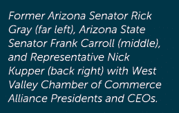 Former Arizona Senator Rick Gray (far left), Arizona State Senator Frank Carroll (middle), and Representative Nick Ku...