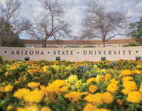 20230317 - West Valley Campus - Glendale Flowers bloom outside the entrance of ASU’s West Valley Campus in Glendale on March 17, 2023. (Samantha Chow/Arizona State University)