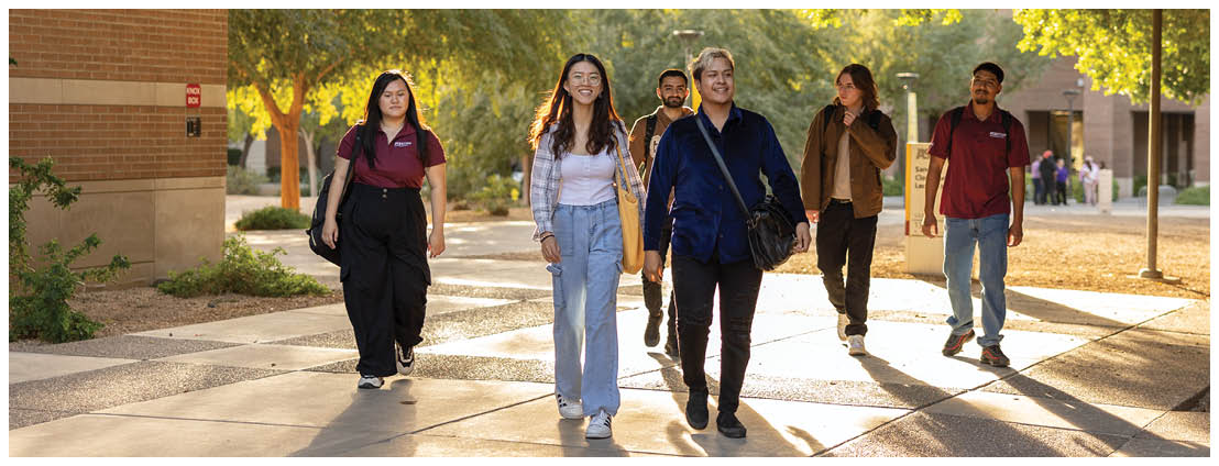 20231101 - West Valley Campus W.P. Carey - Glendale, Ariz. Students walk across the West Valley Campus in Glendale on Nov. 1, 2023. (Photo by Sabira Madady/Arizona State University)