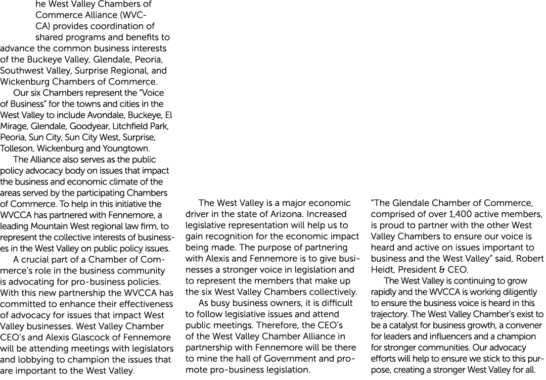 he West Valley Chambers of Commerce Alliance (WVCCA) provides coordination of shared programs and benefits to advance...