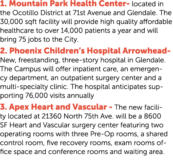 1. Mountain Park Health Center located in the Ocotillo District at 71st Avenue and Glendale. The 30,000 sqft facility...