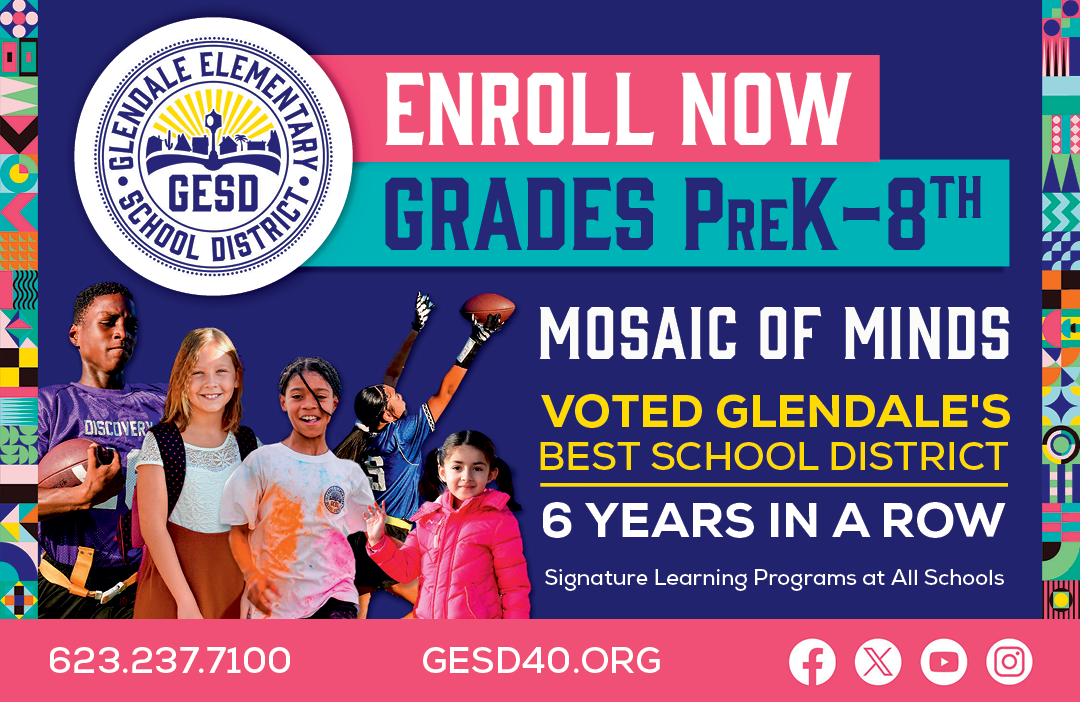 A flyer advertising enrollment for grades pre-K to 8th at Mosaic of Minds. AI generated content