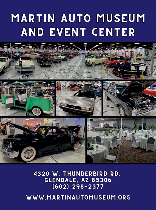 A poster advertising the Martin Auto Museum and Event Center. AI generated content