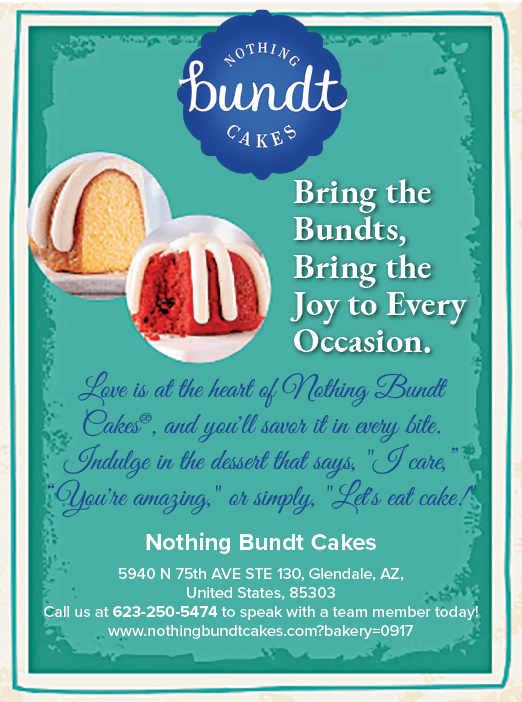 A poster advertising Bundt cakes with a picture of a Bundt cake and the words “Bring the Bundts, bring the joy to every occasion." AI generated content