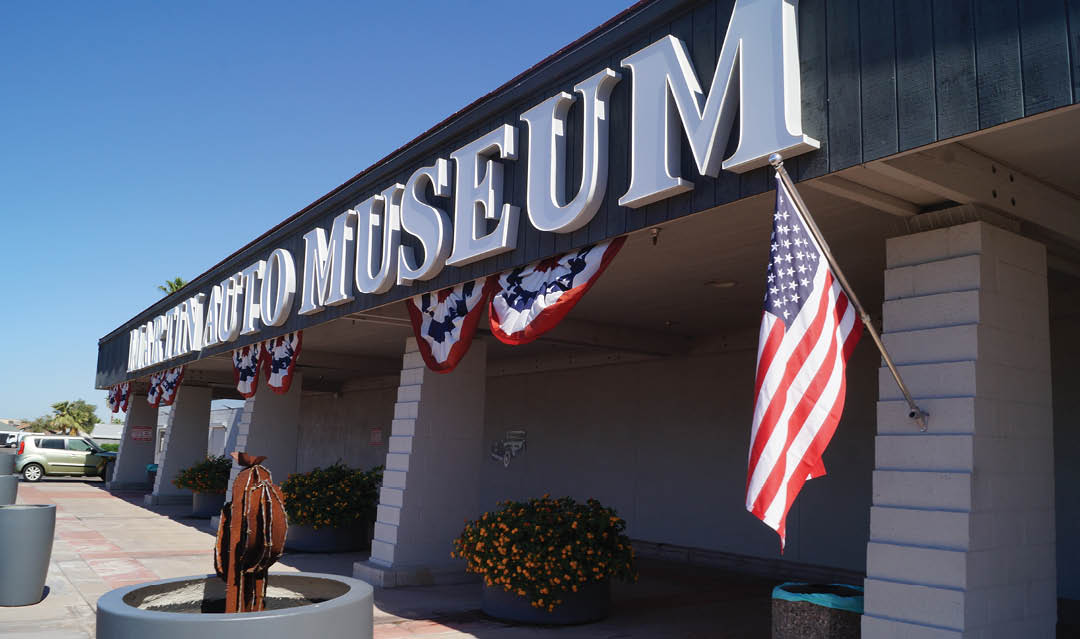 A museum with an American flag and a statue of a man. AI generated content