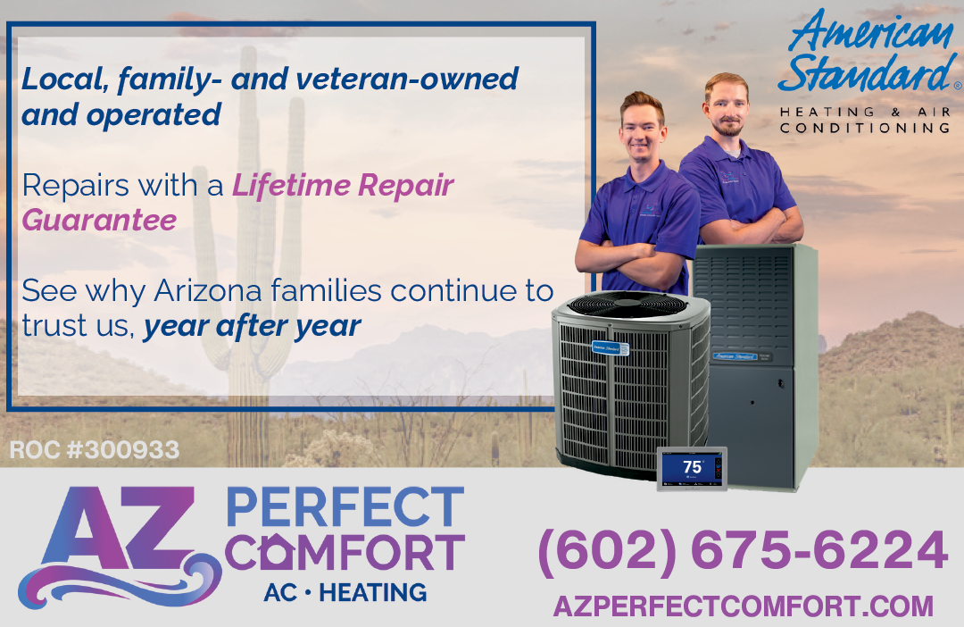 Two men are standing next to a heating and cooling unit. AI generated content