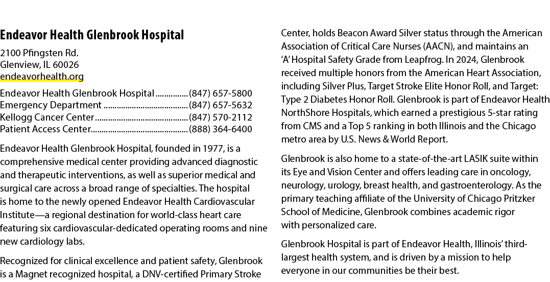 Endeavor Health Glenbrook Hospital 2100 Pfingsten Rd. Glenview, IL 60026 endeavorhealth.org Endeavor Health Glenbrook...