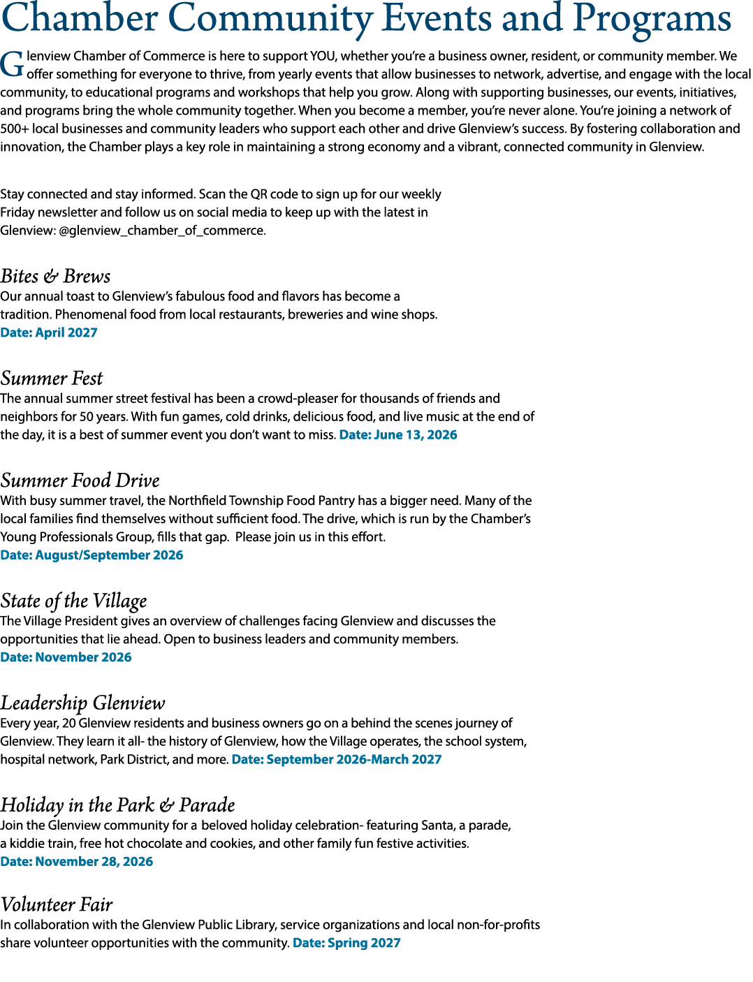 Chamber Community Events and Programs Glenview Chamber of Commerce is here to support YOU, whether you’re a business ...