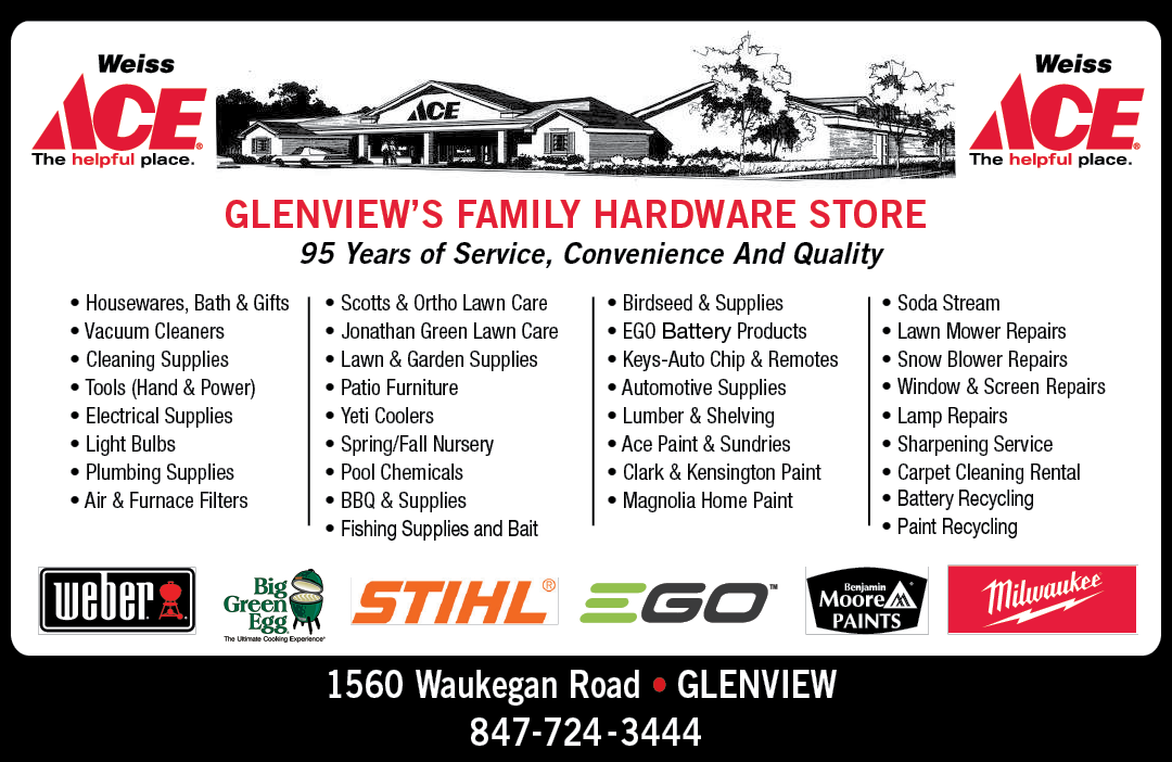 A flyer for Glenview's Family Hardware Store. Description generated by AI