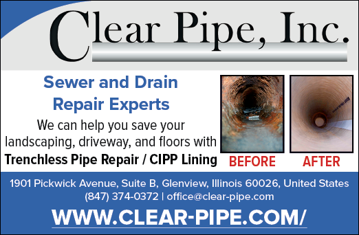 A business card for Clear Pipe Inc. Description generated by AI