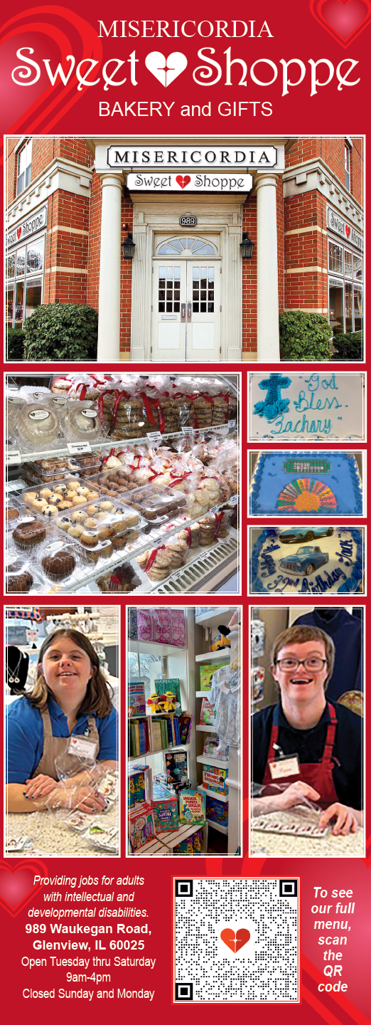 A poster advertising a bakery and gift shop. Description generated by AI