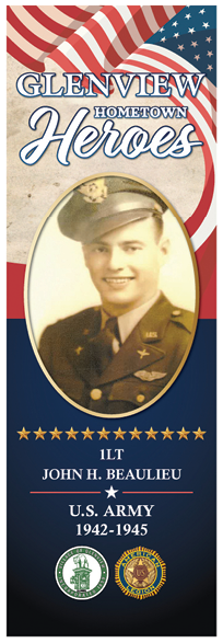 A man's picture is on a blue, white, and red background. Description generated by AI