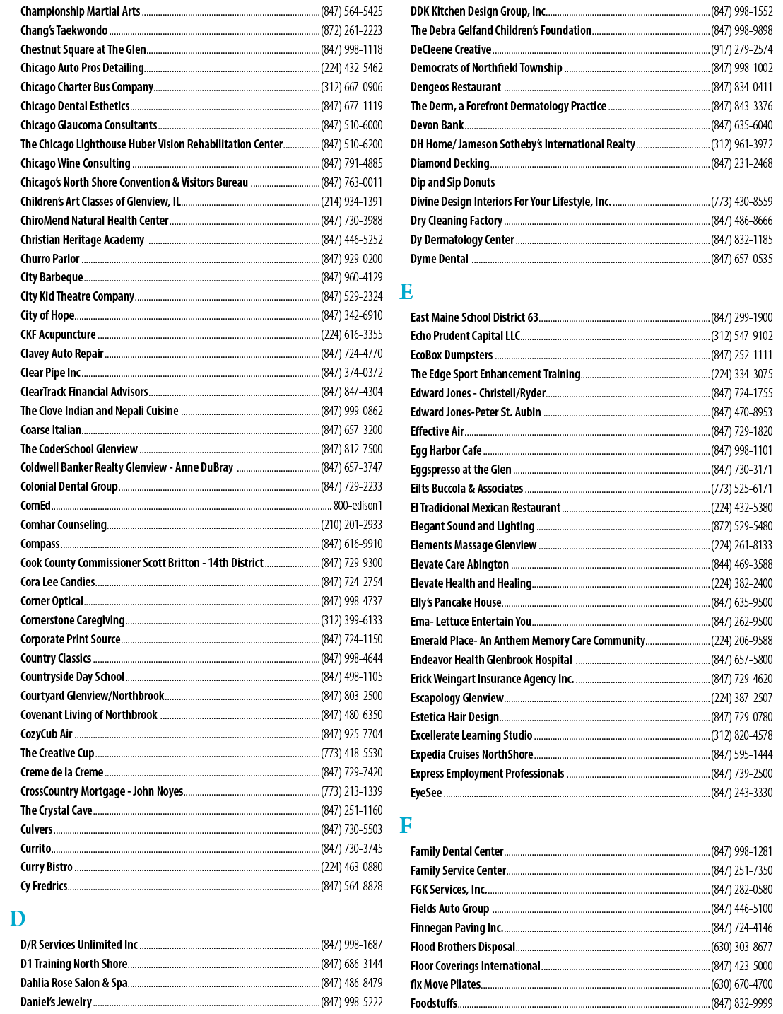 A list of businesses in the city of Chicago. Description generated by AI