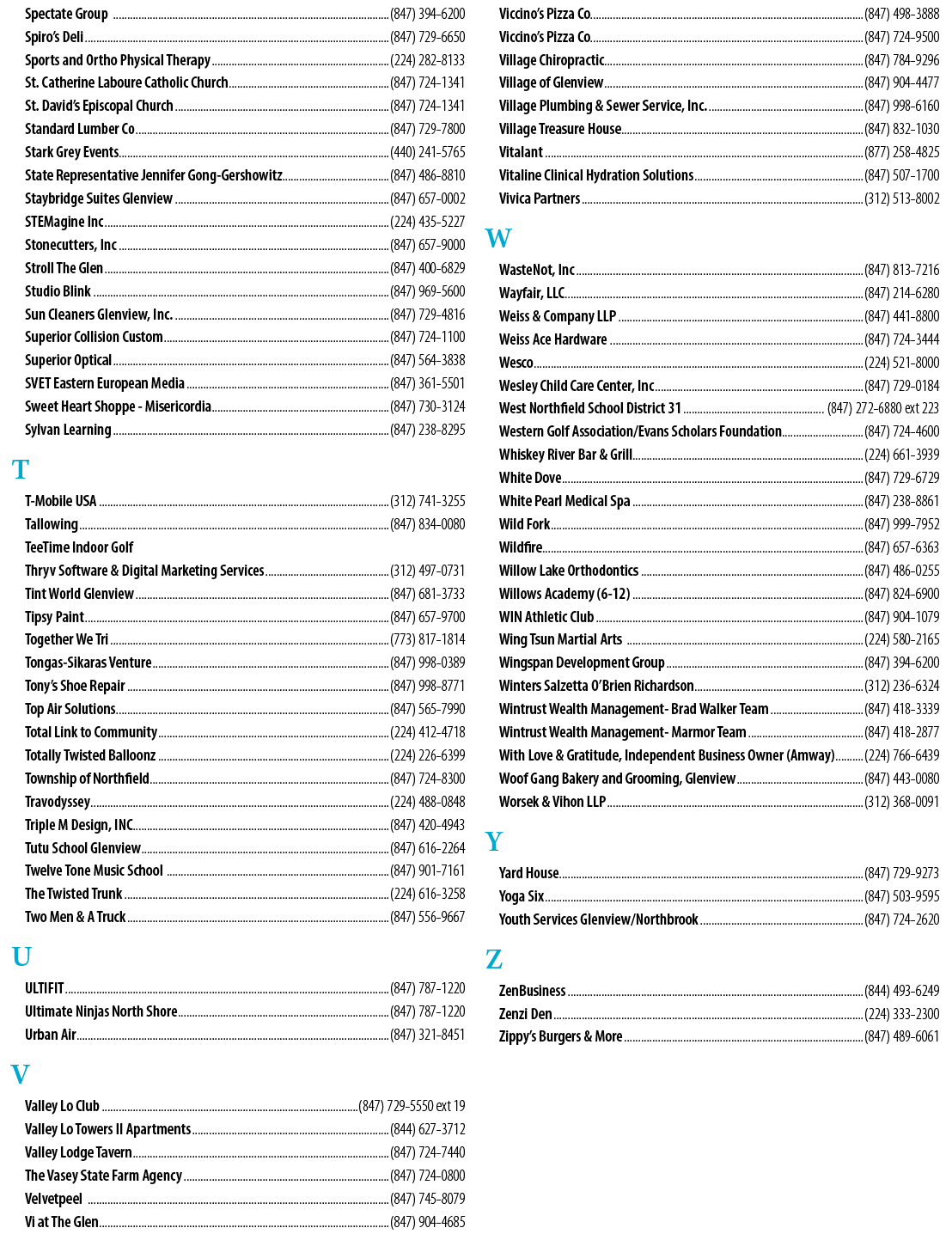 A list of businesses and their contact information. Description generated by AI