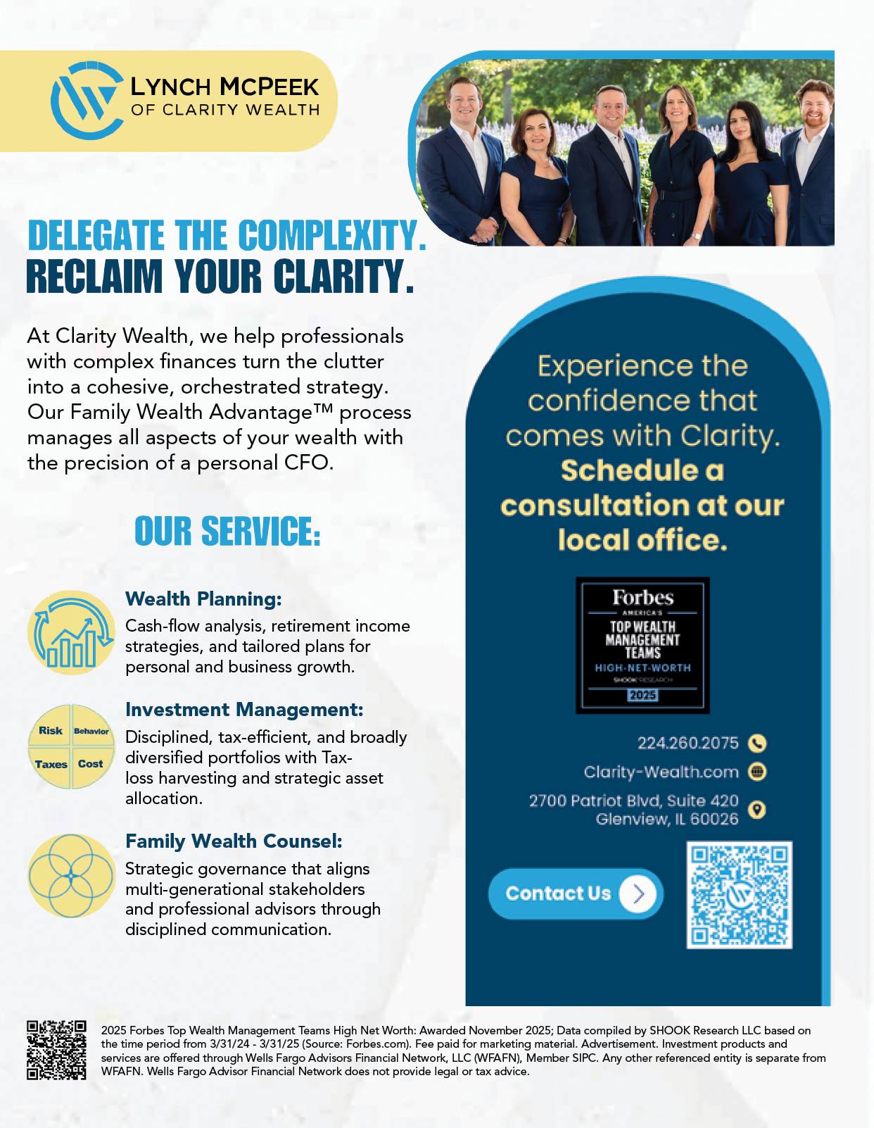 A flyer advertising a financial planning service. Description generated by AI