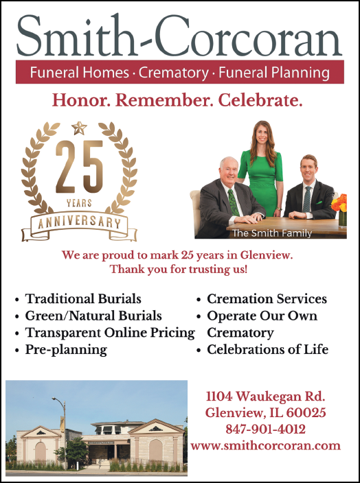 A poster advertising Smith-Corcoran Funeral Homes and Crematory. Description generated by AI