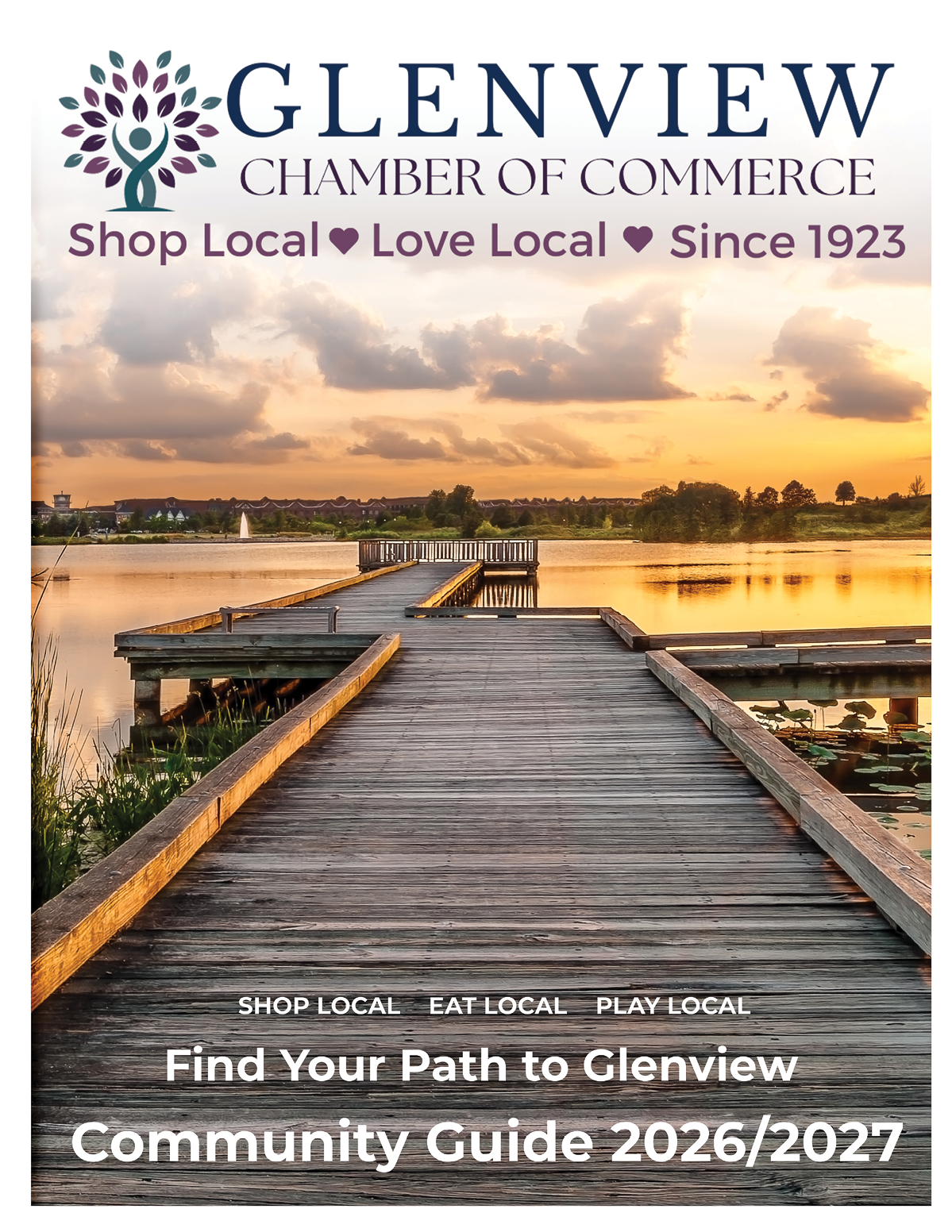 A poster advertising Glenview Chamber of Commerce. Description generated by AI