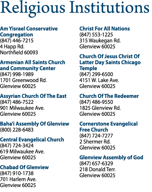 Religious Institutions Am Yisrael Conservative Congregation (847) 446 7215 4 Happ Rd. Northfield 60093 Armenian All S...