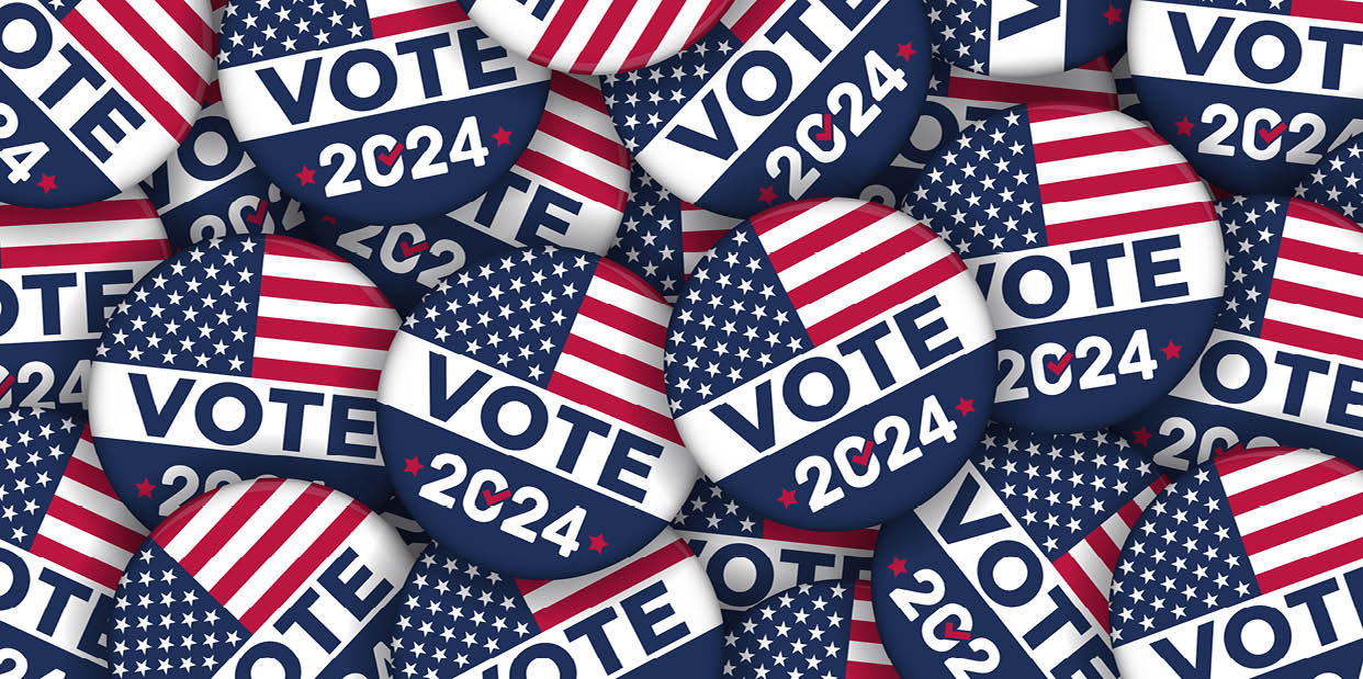 2024 Election campaign buttons with the USA flag - vector Illustration
