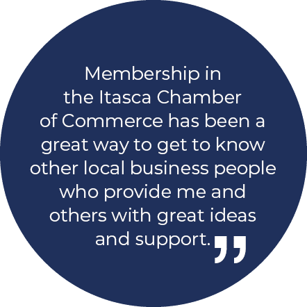 Membership in the Itasca Chamber of Commerce has been a great way to get to know other local business people who prov...