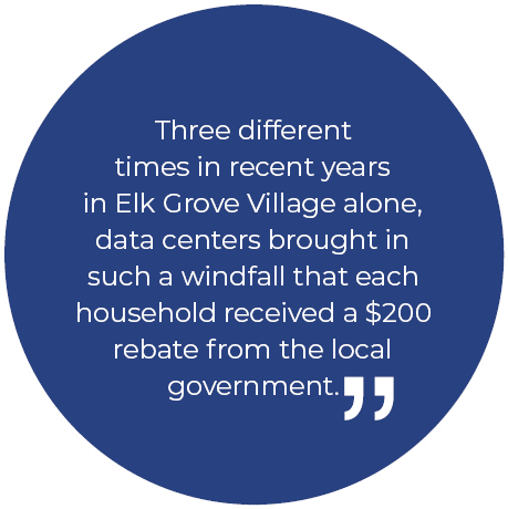 Three different times in recent years in Elk Grove Village alone, data centers brought in such a windfall that each h...